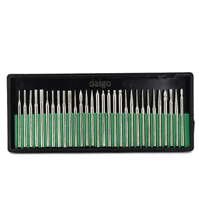 Jogo com 30 pontas montadas tipo lima rotativa diamantada haste de 3mm - wg-30d daigo