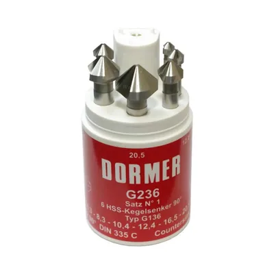 Jogo com 06 escareadores hss ø 6,3 a 20,5mm din335c - g2361 dormer