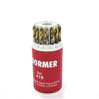 Jogo com 19 brocas hss din338 a002 ø 1,0 a 10,0mm com cobertura tin - a094419 dormer