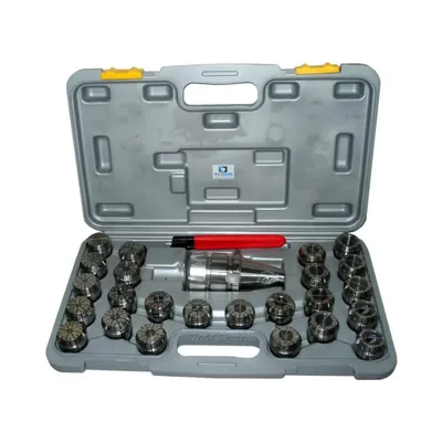 Jogo de pinças er-40 ø 3,0 a 26,0mm com 24 pinças, cone bt40 e chave - bt40-er40-24jc world tools