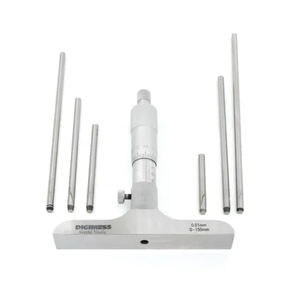 Micrômetro de profundidade encaixe com bucha 0 a 150 x 0,01mm base 101,5mm - 110.501 digimess