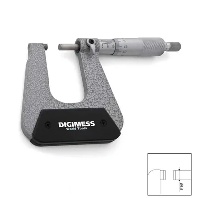 Micrômetro externo analógico 0 a 025 x 0,01mm com arco profundo de 100mm - 113.022 digimess