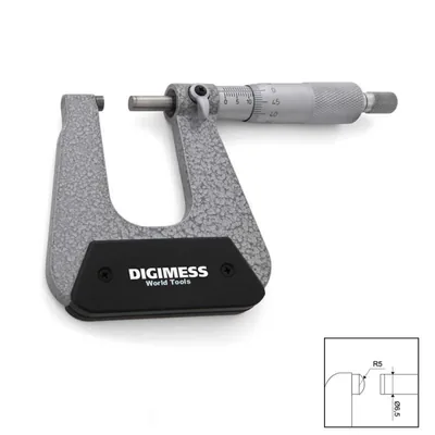 Micrômetro externo analógico 0 a 025 x 0,01mm com arco profundo de 100mm - 113.022b digimess