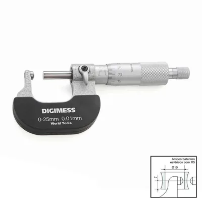 Micrômetro externo com pontas esféricas 075 a 100 x 0,01mm - 113.047b digimess