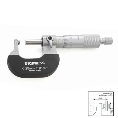 Micrômetro externo com pontas esféricas 075 a 100 x 0,01mm - 113.043a digimess