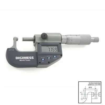 Micrômetro digital com pontas esféricas 050 a 075 x 0,001mm proteção ip54 - 113.056b digimess