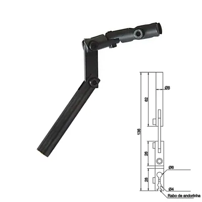 Haste articulada para relógio apalpador ø 8 x 136mm - 6296-1 insize