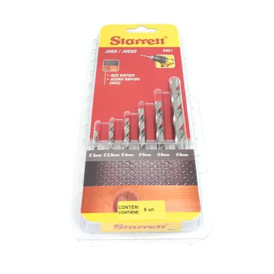 Jogo com 06 brocas hss para metais ø 3,0 a 8,0mm - kbk1 starrett