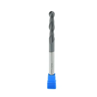 Fresa metal duro 45hrc esférica 2 cortes ø 06,0 - 100 - 30,0mm h06 tialn - dry cut