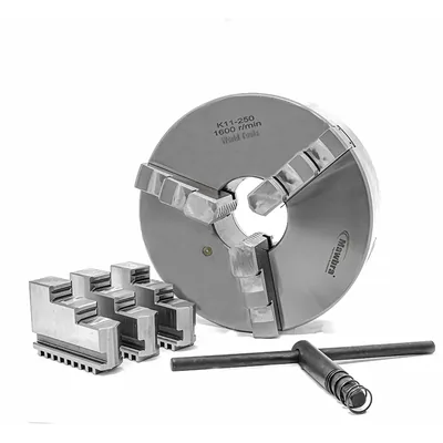 Placa de torno 3 castanhas universais ø 250mm com furação traseira - k-11250 mawbra