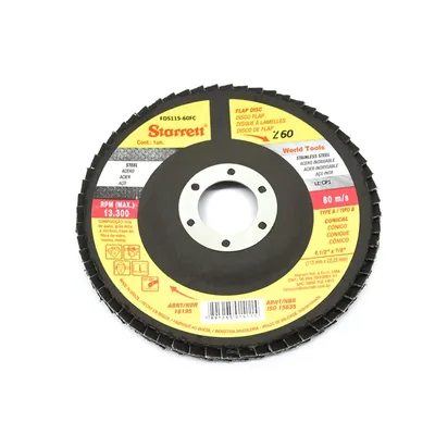 Disco flap em fibra de vidro ø 115mm grão de zirconio 060 - fds115-60fc starrett