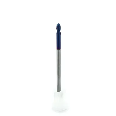 Fresa metal duro 65hrc esférica 2 cortes ø 04,0 - 075 - 08,0mm h04 naco blue - dry cut