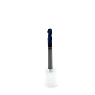 Fresa metal duro 65hrc esférica 2 cortes ø 05,0 - 075 - 10,0mm h05 naco blue - dry cut