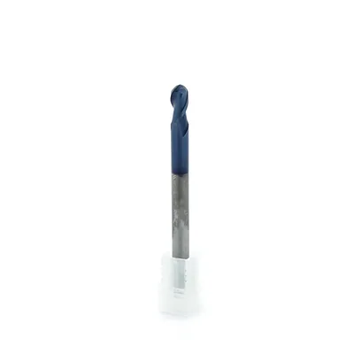 Fresa metal duro 65hrc esférica 2 cortes ø 06,0 - 075 - 12,0mm h06 naco blue - dry cut