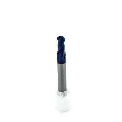 Fresa metal duro 65hrc esférica 2 cortes ø 08,0 - 060 - 18,0mm h08 naco blue - dry cut