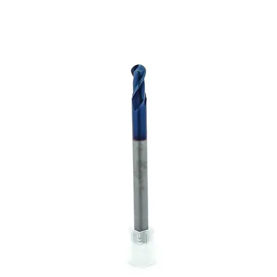 Fresa metal duro 65hrc esférica 2 cortes ø 08,0 - 100 - 18,0mm h08 naco blue - dry cut