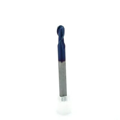 Fresa metal duro 65hrc esférica 2 cortes ø 10,0 - 100 - 20,0mm h10 naco blue - dry cut