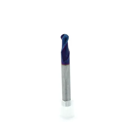 Fresa metal duro 65hrc esférica 2 cortes ø 12,0 - 100 - 24,0mm h12 naco blue - dry cut