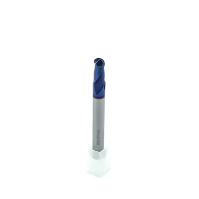 Fresa metal duro 65hrc esférica 2 cortes ø 08,0 - 075 - 16,0mm h08 naco blue - dry cut