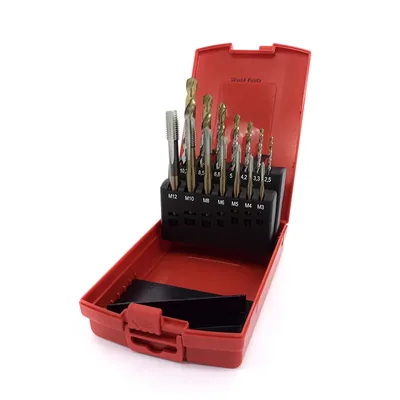 Jogo com 07 brocas cob. tin a002 e 7 machos ep00 m03 a m12 - l114301 dormer