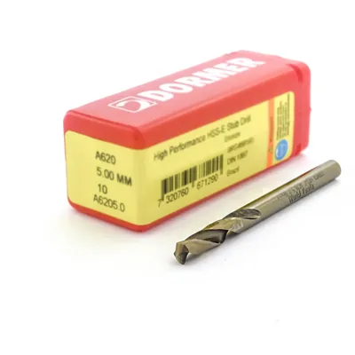 Broca hss-e extra curta ø 05,0mm com cobertura de bronze din1897 - a620 dormer