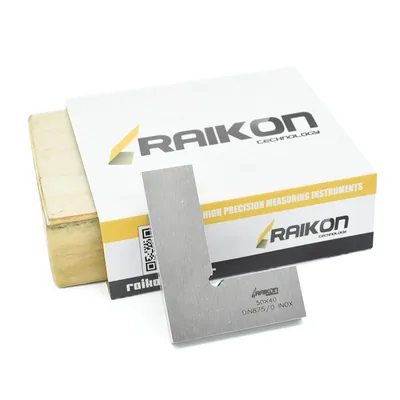Esquadro de precisão plano aço inoxidável 050 x 040mm classe 0 din875 - 431r-050 raikon