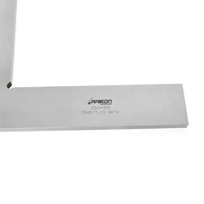 Esquadro de precisão plano aço inoxidável 250 x 165mm classe 0 din875 - 431r-250 raikon