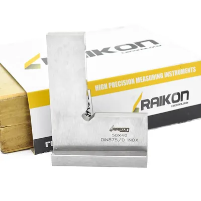 Esquadro de precisão plano com base aço inoxidável 050 x 040mm classe 0 din875 - 432r-050 raikon