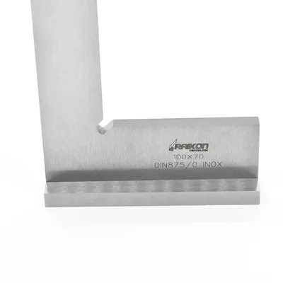 Esquadro de precisão plano com base aço inoxidável 100 x 070mm classe 0 din875 - 432r-100 raikon