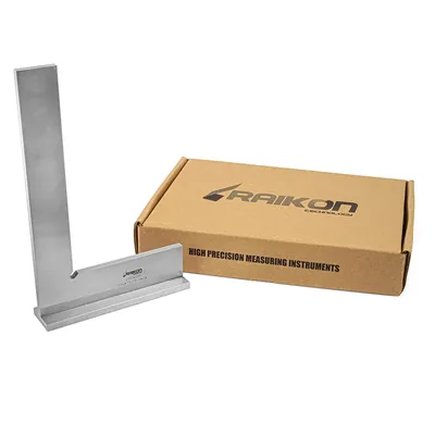 Esquadro de precisão plano com base aço inoxidável 200 x 130mm classe 0 din875 - 432r-200 raikon