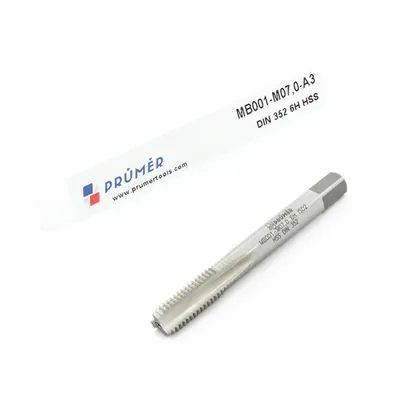 Macho manual avulso hss 6h m07,0 x 1,00 terceiro macho din352 - mb001-m07,0-a3 prumer