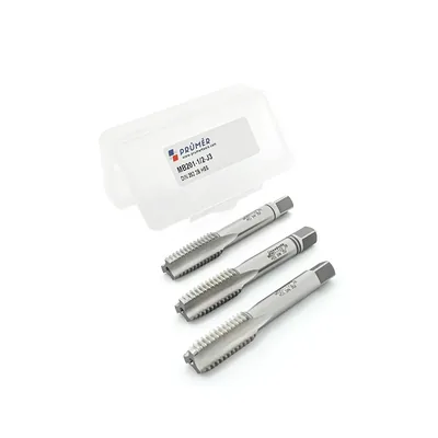 Jogo de macho manual hss 2b unc 1/2" x 13 tpi três peças i, ii e iii din352 - mb201-1/2"-j3 prumer