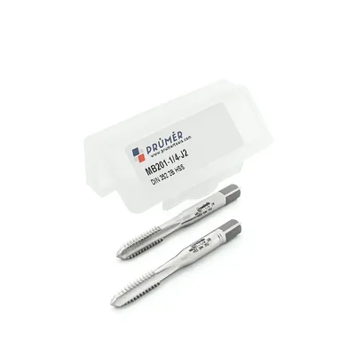 Jogo de macho manual hss 2b unc 1/4" x 20 tpi duas peças ii e iii din352 - mb201-1/4"-j2 prumer