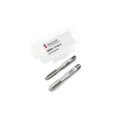 Jogo de macho manual hss 2b unf 1/4" x 28 tpi duas peças i e iii din2181 - mb301-1/4"-28-j2 prumer