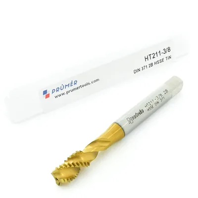 Macho máquina canal helicoidal hss-e 2b unc 3/8" x 16 tpi din371 tin - ht211-3/8" prumer