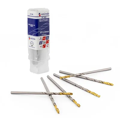 Broca hss-e m35 ø 02,30 x 053mm forma c ponta 135° cobertura tin din338 výkon - at300-0230 prumer