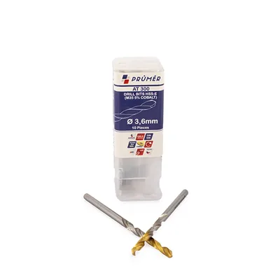 Broca hss-e m35 ø 03,60 x 070mm forma c ponta 135° cobertura tin din338 výkon - at300-0360 prumer