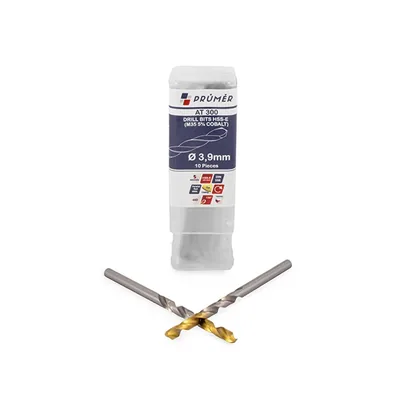 Broca hss-e m35 ø 03,90 x 075mm forma c ponta 135° cobertura tin din338 výkon - at300-0390 prumer