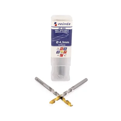 Broca hss-e m35 ø 04,30 x 080mm forma c ponta 135° cobertura tin din338 výkon - at300-0430 prumer