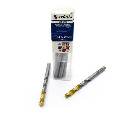Broca hss-e m35 ø 05,20 x 086mm forma c ponta 135° cobertura tin din338 výkon - at300-0520 prumer