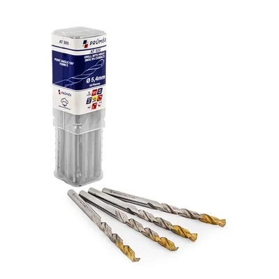 Broca hss-e m35 ø 05,40 x 093mm forma c ponta 135° cobertura tin din338 výkon - at300-0540 prumer