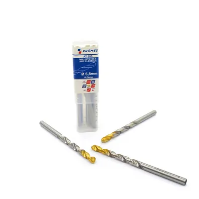 Broca hss-e m35 ø 05,80 x 093mm forma c ponta 135° cobertura tin din338 výkon - at300-0580 prumer