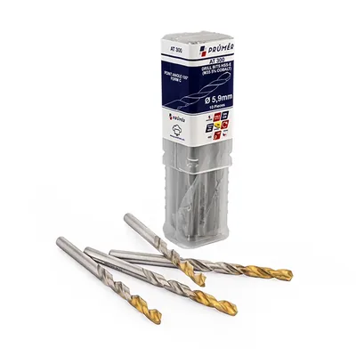Broca hss-e m35 ø 05,90 x 093mm forma c ponta 135° cobertura tin din338 výkon - at300-0590 prumer