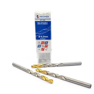 Broca hss-e m35 ø 06,20 x 101mm forma c ponta 135° cobertura tin din338 výkon - at300-0620 prumer