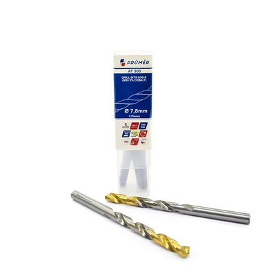 Broca hss-e m35 ø 07,80 x 117mm forma c ponta 135° cobertura tin din338 výkon - at300-0780 prumer