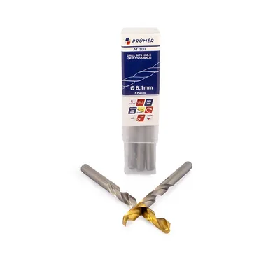 Broca hss-e m35 ø 08,10 x 117mm forma c ponta 135° cobertura tin din338 výkon - at300-0810 prumer
