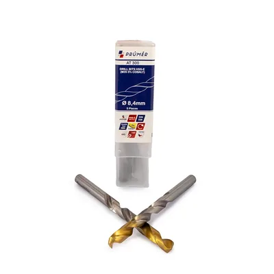 Broca hss-e m35 ø 08,40 x 117mm forma c ponta 135° cobertura tin din338 výkon - at300-0840 prumer