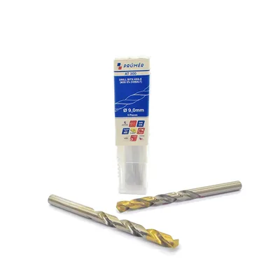 Broca hss-e m35 ø 09,00 x 125mm forma c ponta 135° cobertura tin din338 výkon - at300-0900 prumer