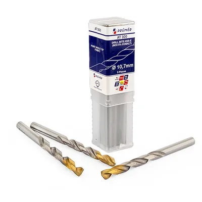 Broca hss-e m35 ø 10,70 x 142mm forma c ponta 135° cobertura tin din338 výkon - at300-1070 prumer
