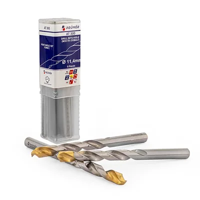 Broca hss-e m35 ø 11,40 x 142mm forma c ponta 135° cobertura tin din338 výkon - at300-1140 prumer
